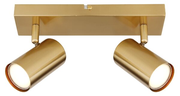 GLOBO LIGHTING Plafoniera a Soffitto Design Moderno da Interno 2 Faretti GU10 colore Oro Spazzolato - 57911-2GO Robby