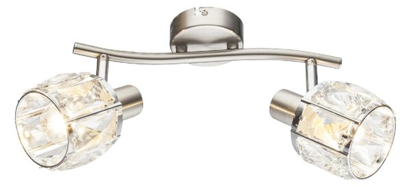 GLOBO LIGHTING Plafoniera a Soffitto Design Moderno da Interno 2 Faretti colore Nichel Opaco - Kris