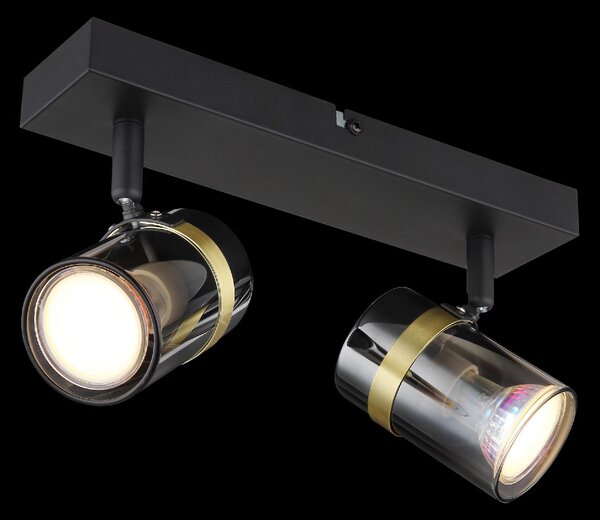 GLOBO LIGHTING Plafoniera a Soffitto Design Moderno da Interno 2 Faretti GU10 colore Nero Opaco - 57916-2 Trabby