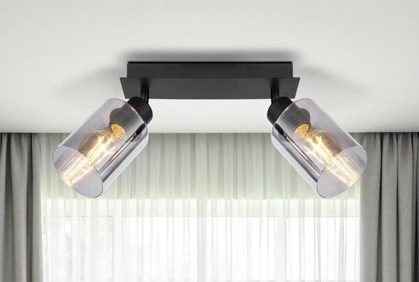 GLOBO LIGHTING Plafoniera a Soffitto Design Moderno da Interno 2 Luci colore Nero Opaco - 15465-2
