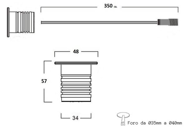 Faretto LED 3W RGB DMX512 per Piscine e Fontane IP68 - Professional Colore RGB