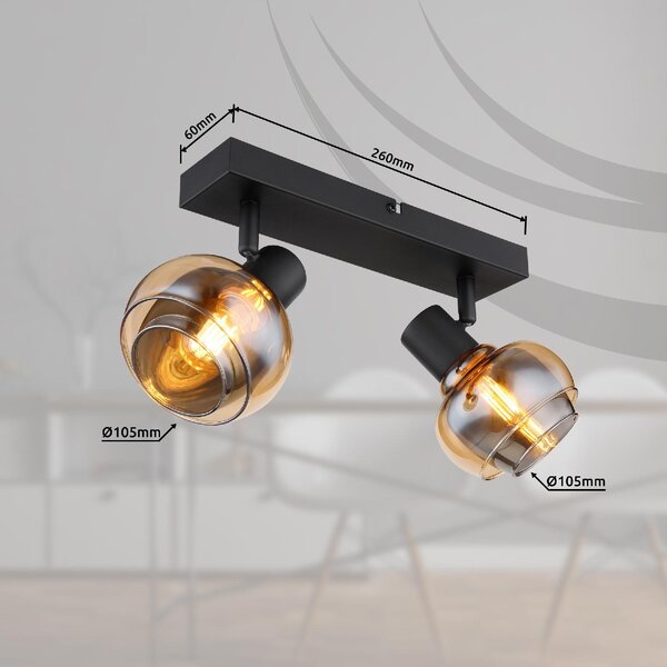 GLOBO LIGHTING Plafoniera a Soffitto Design Moderno da Interno 2 Luci colore Nero Opaco - 54309-2B Tokki