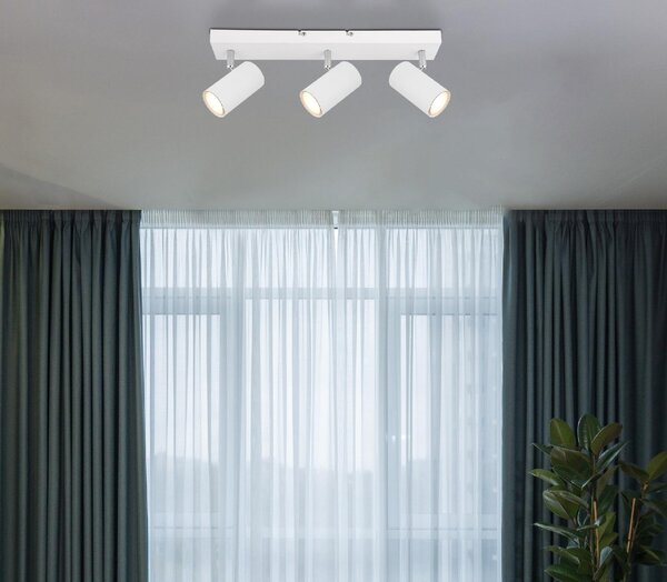 GLOBO LIGHTING Plafoniera a Soffitto Design Moderno da Interno 3 Faretti GU10 colore Bianco - 57911-3W Robby