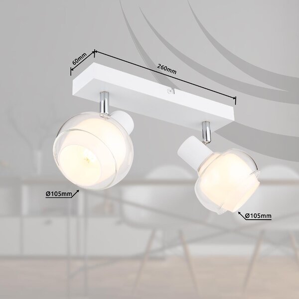 GLOBO LIGHTING Plafoniera a Soffitto Design Moderno da Interno 2 Luci colore Bianco - 54309-2W Tokki