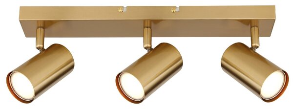 GLOBO LIGHTING Plafoniera a Soffitto Design Moderno da Interno 3 Faretti GU10 colore Oro Spazzolato - 57911-3GO Robby