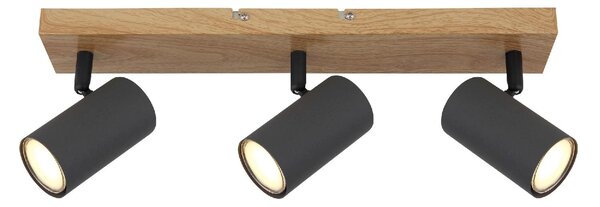 GLOBO LIGHTING Plafoniera a Soffitto Design Moderno da Interno 3 Faretti GU10 colore Grafite Opaco - 57911-3G Robby