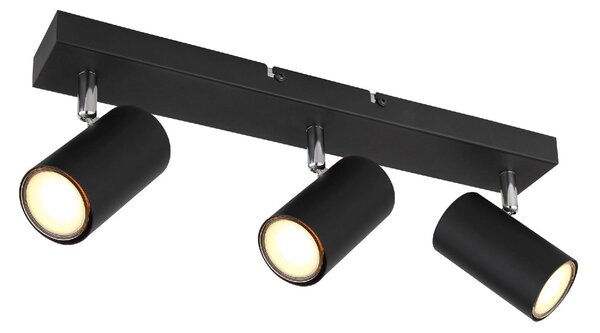 GLOBO LIGHTING Plafoniera a Soffitto Design Moderno da Interno 3 Faretti GU10 colore Nero Opaco - 57911-3B Robby