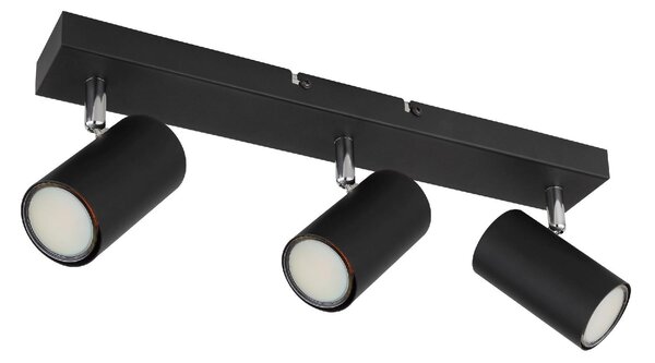 GLOBO LIGHTING Plafoniera a Soffitto Design Moderno da Interno 3 Faretti GU10 colore Nero Opaco - 57911-3B Robby