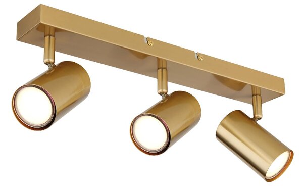 GLOBO LIGHTING Plafoniera a Soffitto Design Moderno da Interno 3 Faretti GU10 colore Oro Spazzolato - 57911-3GO Robby