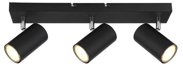 GLOBO LIGHTING Plafoniera a Soffitto Design Moderno da Interno 3 Faretti GU10 colore Nero Opaco - 57911-3B Robby