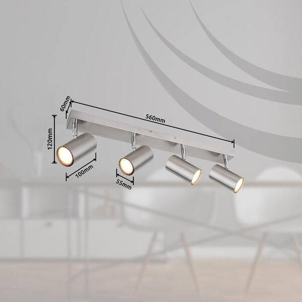 GLOBO LIGHTING Plafoniera a Soffitto Design Moderno da Interno 4 Faretti GU10 colore Nichel - Robby