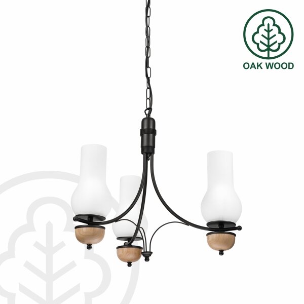 Brilagi - Lampadario LED a catena COTTAGE 3xE14/40W/230V rovere/nero/bianco