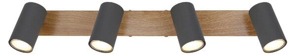 GLOBO LIGHTING Plafoniera a Soffitto Design Moderno da Interno 4 Faretti GU10 colore Grafite Opaca - 57911-4G Robby