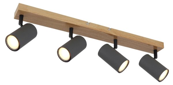 GLOBO LIGHTING Plafoniera a Soffitto Design Moderno da Interno 4 Faretti GU10 colore Grafite Opaca - 57911-4G Robby