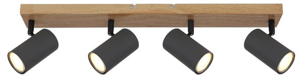 GLOBO LIGHTING Plafoniera a Soffitto Design Moderno da Interno 4 Faretti GU10 colore Grafite Opaca - 57911-4G Robby