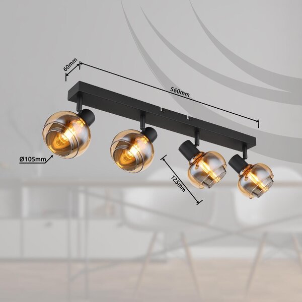 GLOBO LIGHTING Plafoniera a Soffitto Design Moderno da Interno 4 Luci colore Nero Opaco - Tokki