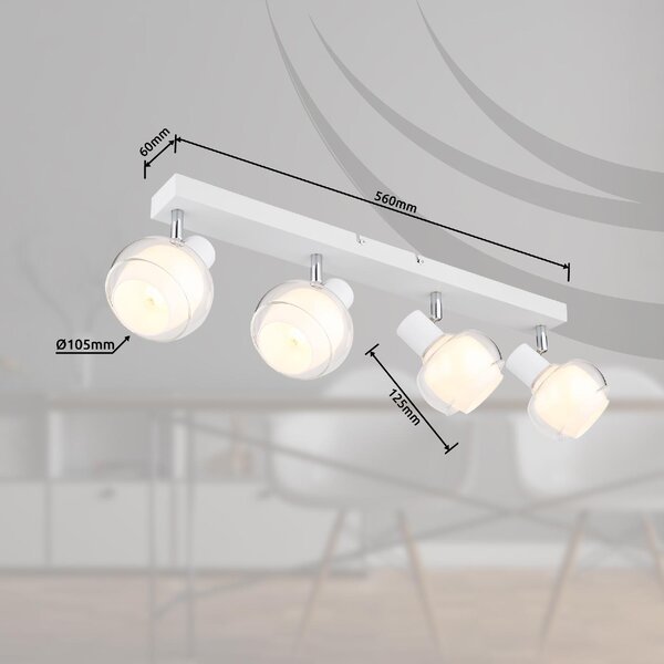 GLOBO LIGHTING Plafoniera a Soffitto Design Moderno da Interno 4 Luci colore Bianco - Tokki