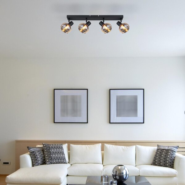 GLOBO LIGHTING Plafoniera a Soffitto Design Moderno da Interno 4 Luci colore Nero Opaco - Tokki