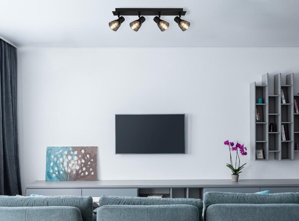 GLOBO LIGHTING Plafoniera a Soffitto Design Moderno da Interno 4 Luci colore Nero Opaco - 54307-4 Claude
