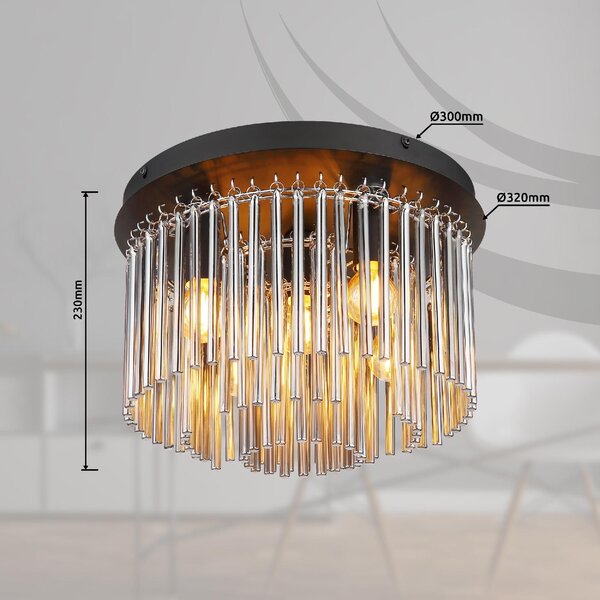 GLOBO LIGHTING Plafoniera a Soffitto Design Moderno da Interno colore Nero e Cromo - Gorley