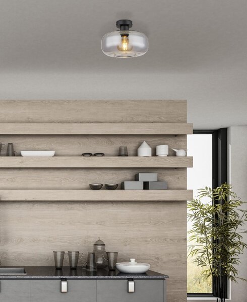 GLOBO LIGHTING Plafoniera a Soffitto Design Moderno da Interno in Metallo 40 Watt colore Nero Opaco - 15566D