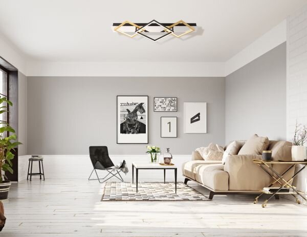 GLOBO LIGHTING Plafoniera LED a Soffitto Design Moderno da Interno 32 Watt colore Nero Oro - 67847-32 Lesina
