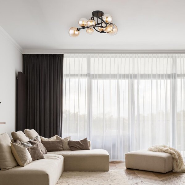 GLOBO LIGHTING Plafoniera LED a Soffitto Design Moderno da Interno 7 Luci colore Nero - Tuberius
