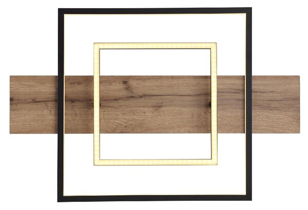 GLOBO LIGHTING Plafoniera LED Moderna a 2 Quadrati con Luminosit Regolabile in MDF effetto legno 60 x 40 cm colore Nero Opaco