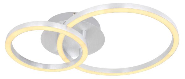 GLOBO LIGHTING Plafoniera LED Moderna a 2 Anelli 950 Lumen colore Alluminio Spazzolato