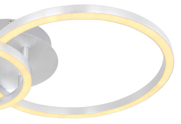 GLOBO LIGHTING Plafoniera LED Moderna a 2 Anelli 950 Lumen colore Alluminio Spazzolato
