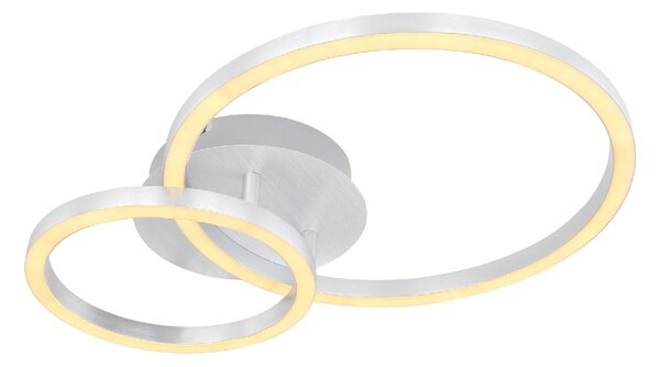 GLOBO LIGHTING Plafoniera LED Moderna a 2 Anelli 950 Lumen colore Alluminio Spazzolato