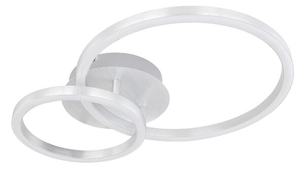 GLOBO LIGHTING Plafoniera LED Moderna a 2 Anelli 950 Lumen colore Alluminio Spazzolato