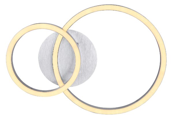 GLOBO LIGHTING Plafoniera LED Moderna a 2 Anelli 950 Lumen colore Alluminio Spazzolato