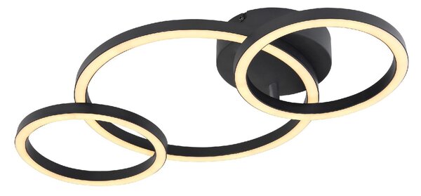 GLOBO LIGHTING Plafoniera LED Moderna a 3 Anelli 760 Lumen colore Nero