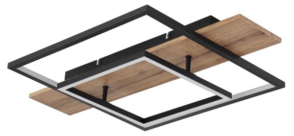 GLOBO LIGHTING Plafoniera LED Moderna a 2 Quadrati con Luminosit Regolabile in MDF effetto legno 60 x 40 cm colore Nero Opaco