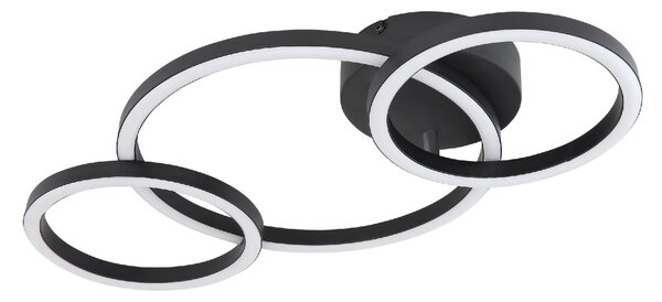 GLOBO LIGHTING Plafoniera LED Moderna a 3 Anelli 760 Lumen colore Nero