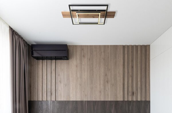 GLOBO LIGHTING Plafoniera LED Moderna a 2 Quadrati con Luminosit Regolabile in MDF effetto legno 60 x 40 cm colore Nero Opaco