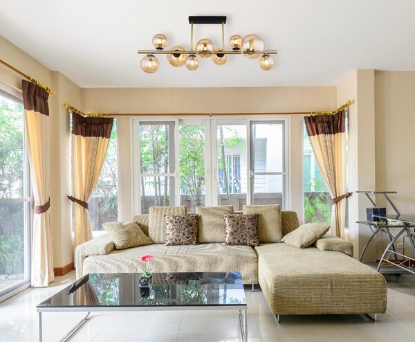GLOBO LIGHTING Plafoniera LED a Soffitto Design Moderno da Interno 9 Luci G9 colore Nero Opaco - 56135-9D Riha