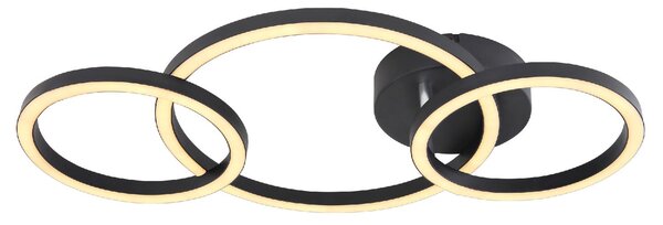 GLOBO LIGHTING Plafoniera LED Moderna a 3 Anelli 760 Lumen colore Nero