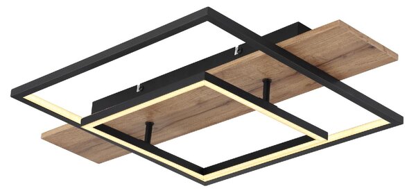GLOBO LIGHTING Plafoniera LED Moderna a 2 Quadrati con Luminosit Regolabile in MDF effetto legno 60 x 40 cm colore Nero Opaco