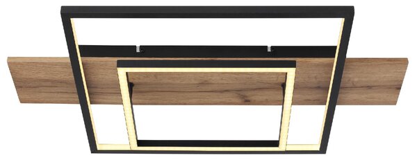 GLOBO LIGHTING Plafoniera LED Moderna a 2 Quadrati con Luminosit Regolabile in MDF effetto legno 60 x 40 cm colore Nero Opaco