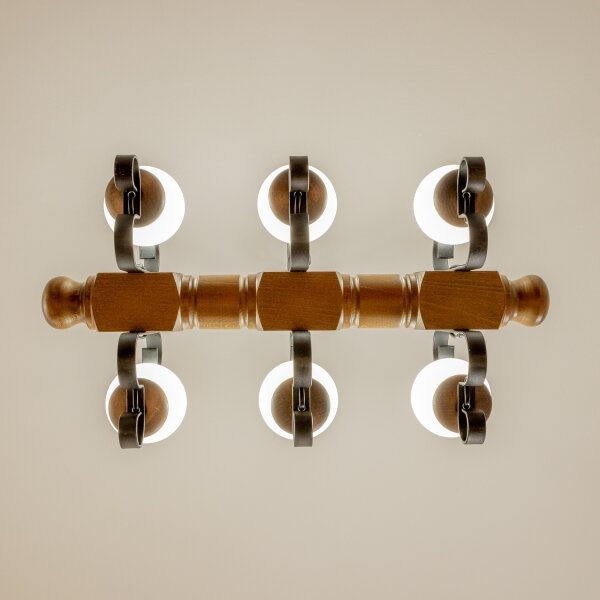 Brilagi - Lampadario a sospensione con catena RUSTIC 6xE14/40W/230V faggio/noce