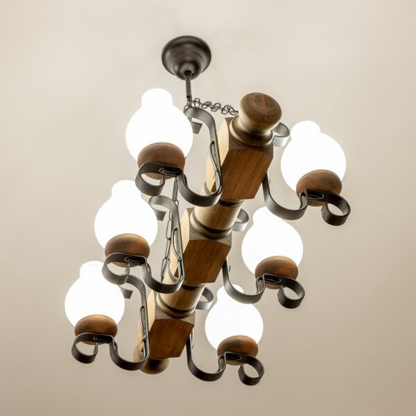 Brilagi - Lampadario a sospensione con catena RUSTIC 6xE14/40W/230V faggio