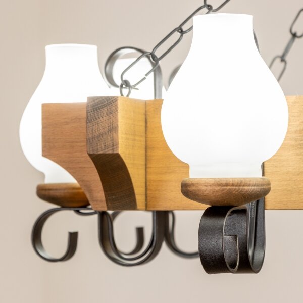 Brilagi - Lampadario a sospensione con catena QUEEN 8xE14/40W/230V faggio