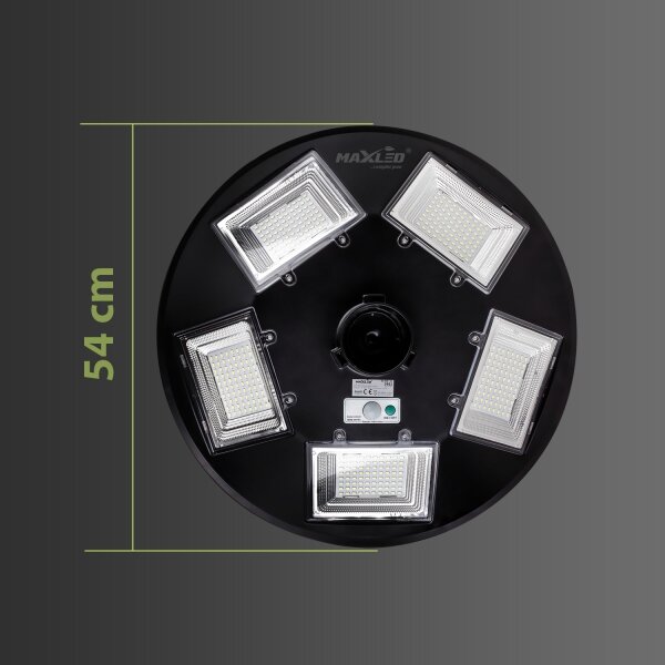 Lampione solare stradale a LED con sensore LED/22W/6V 6500K IP65 nero + telecomando