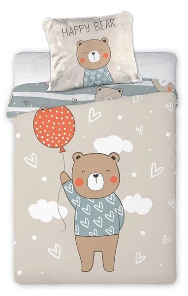 Lenzuola di cotone per il letto con l'orso 2 pezzi: 1 pz 100 x 135 cm + 1 pz 40 x 60 cm