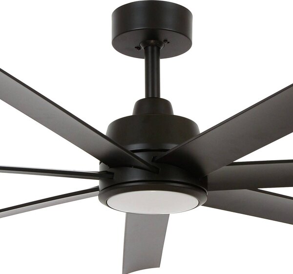 Beacon Lighting Ventilatore da soffitto con luce Atlanta, nero, silenzioso dimmerabile, Nero, Soggiorno / Sala da pranzo, Plastica, Moderno