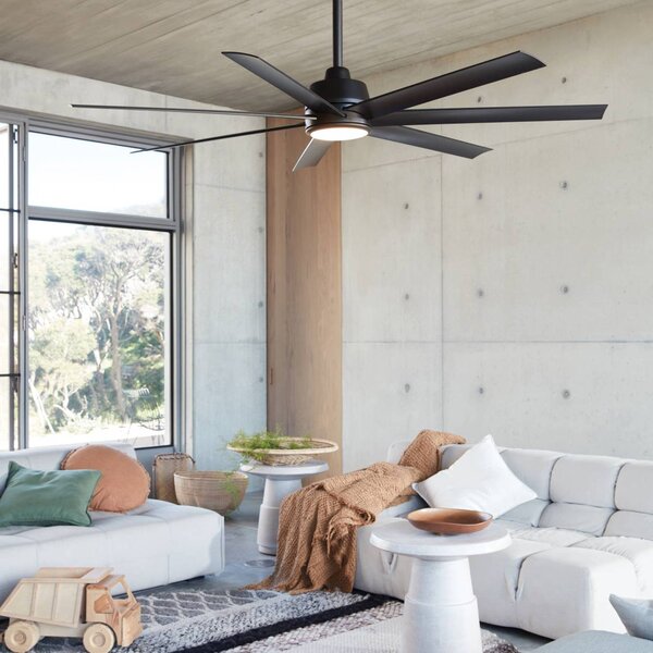 Beacon Lighting Ventilatore da soffitto con luce Atlanta, nero, silenzioso dimmerabile, Nero, Soggiorno / Sala da pranzo, Plastica, Moderno