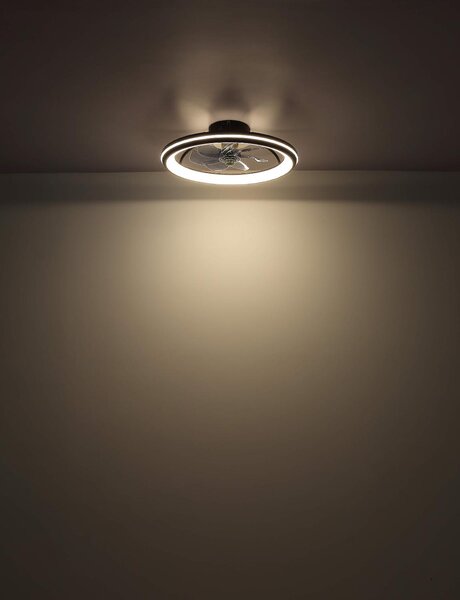 GLOBO LIGHTING Ventilatore da Soffitto con Luce e Telecomando 7 Pale 50 cm colore Nero Opaco - Celeste