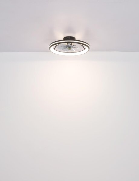 GLOBO LIGHTING Ventilatore da Soffitto con Luce e Telecomando 7 Pale 50 cm colore Nero Opaco - Celeste